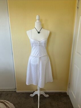 Free People Ivory Slip Midi Dress with Tie Waist
